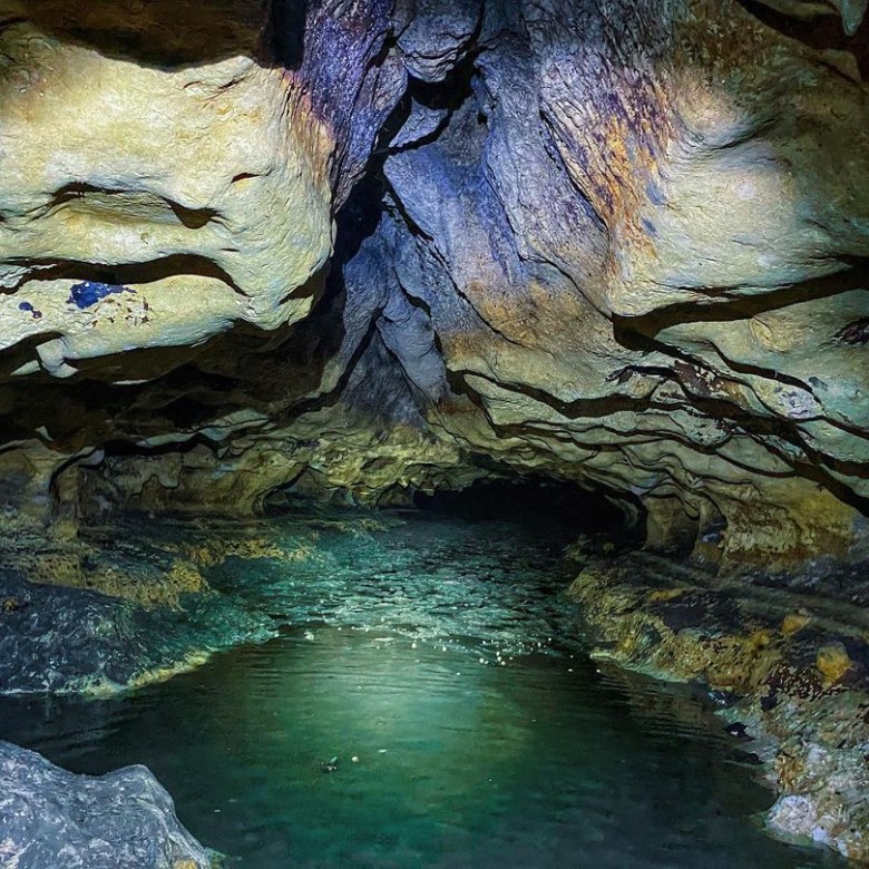 Gator Hole Spring water next to the rock